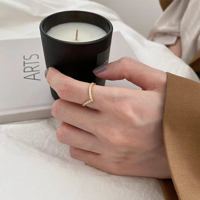 V-Twist Zircon Ring