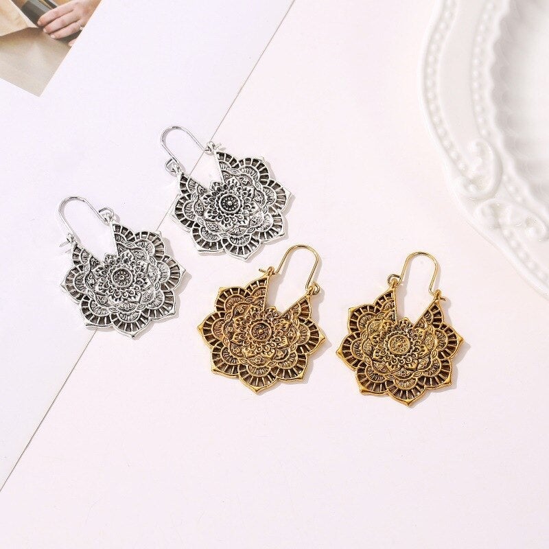 Lotus Mandala Statement Earrings