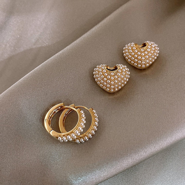 Lush Heart Pearl Earrings