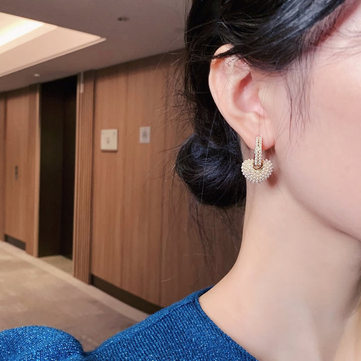 Lush Heart Pearl Earrings