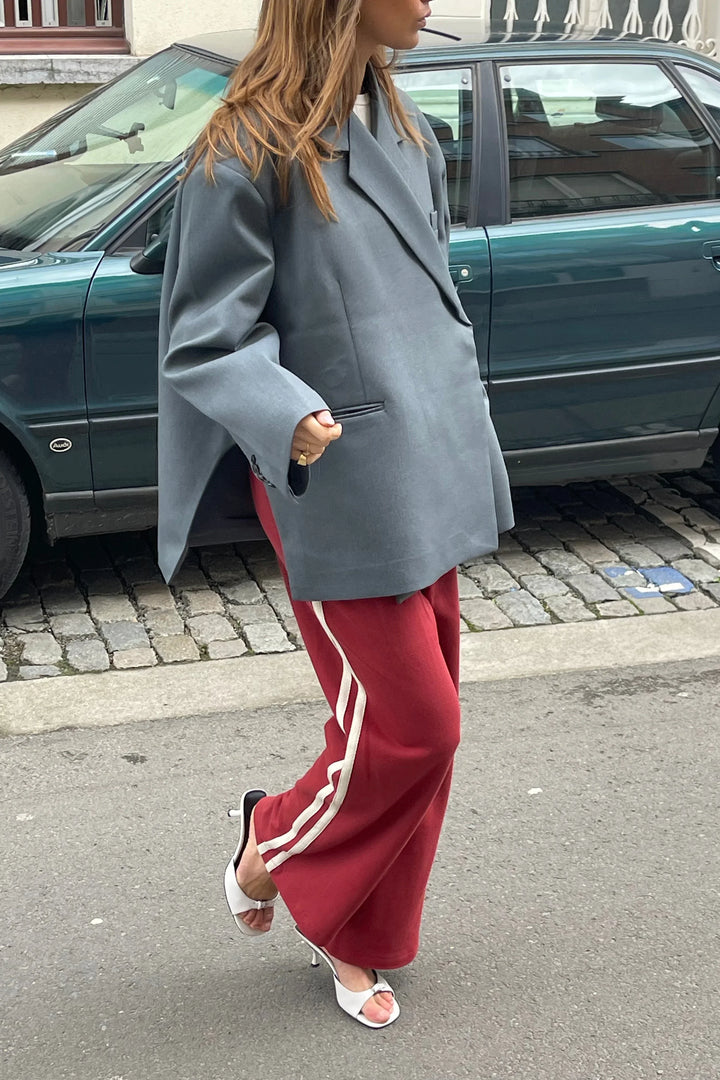 Ellerie Oversized Side Slit Blazer Steel Blue