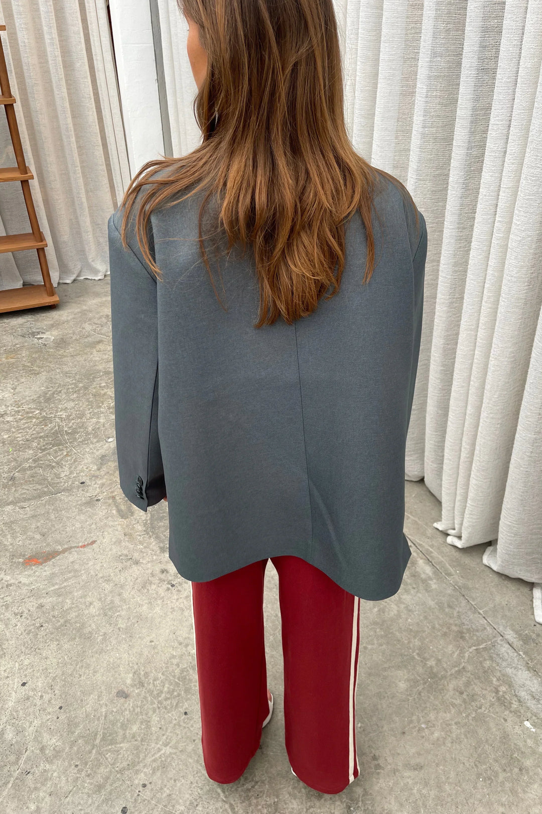 Ellerie Oversized Side Slit Blazer Steel Blue