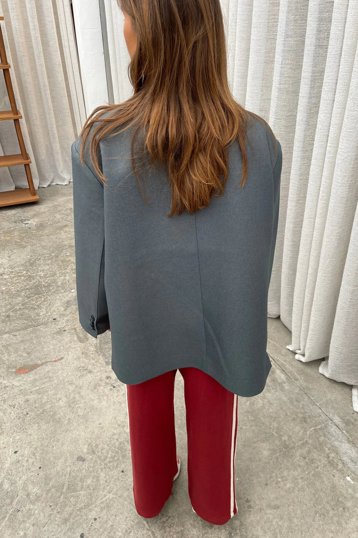 Ellerie Oversized Side Slit Blazer Steel Blue