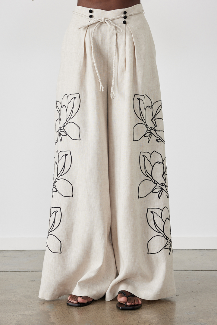 Bangs Balloon Sleeve Floral Pants Set