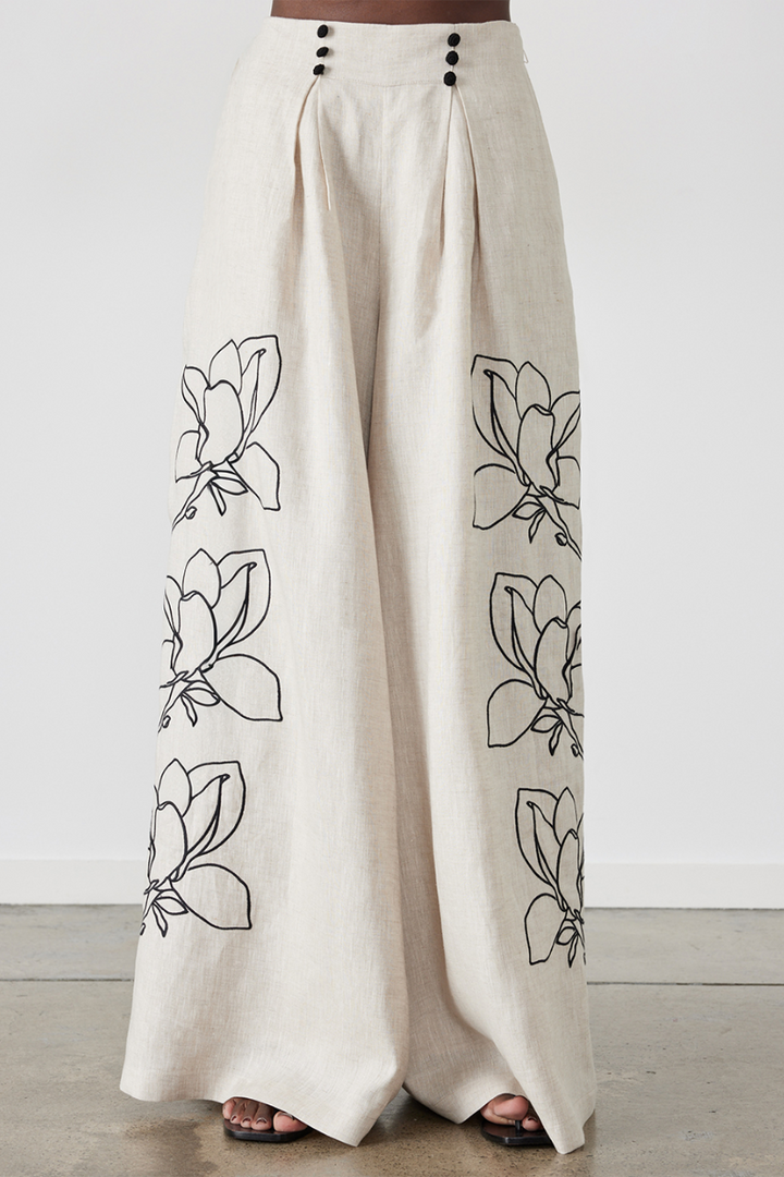 Bangs Balloon Sleeve Floral Pants Set