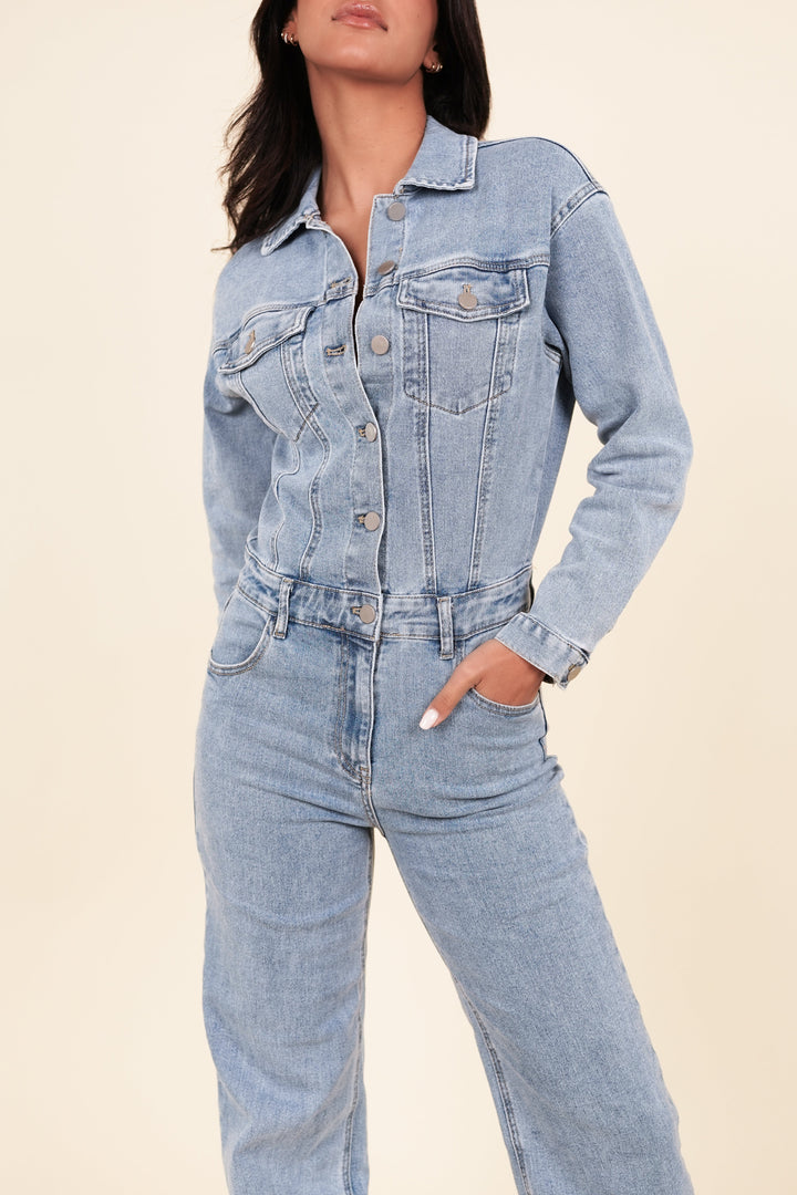 Carolyn Jumpsuit denim with straight leg blue
