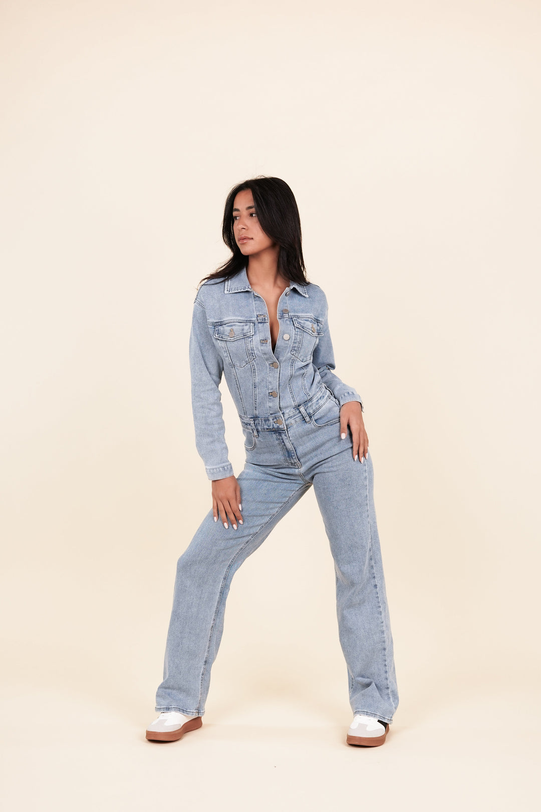Carolyn Jumpsuit denim with straight leg blue