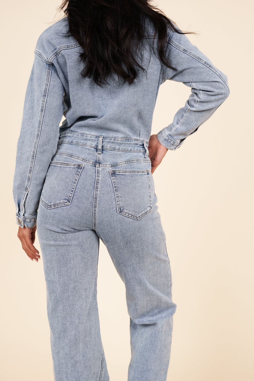 Carolyn Jumpsuit denim with straight leg blue