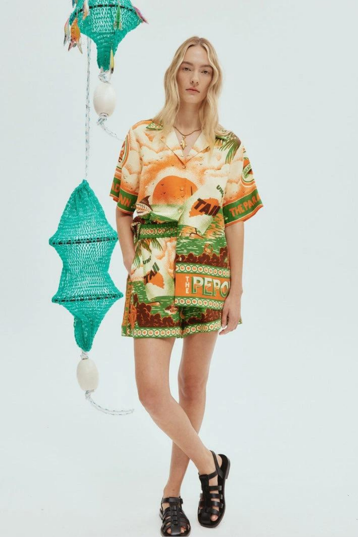 Fai Short Sleeve Sunset Print Shorts Set