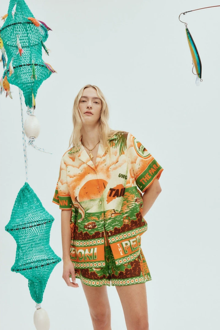Fai Short Sleeve Sunset Print Shorts Set