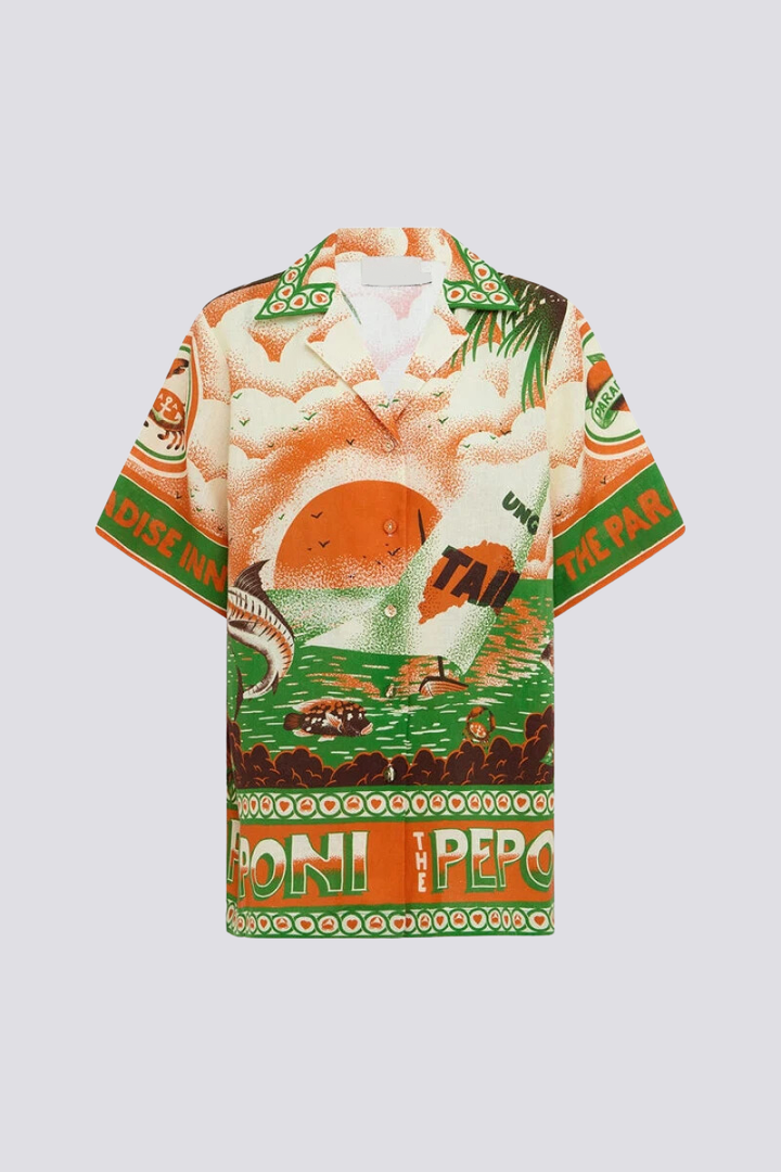 Fai Short Sleeve Sunset Print Shorts Set