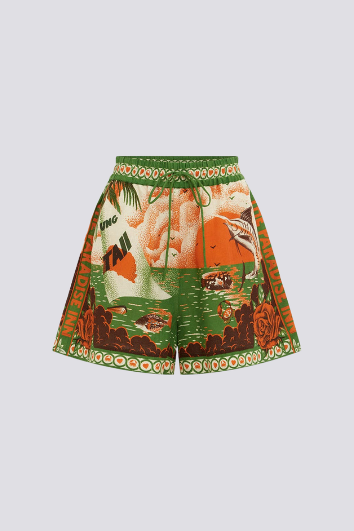 Fai Short Sleeve Sunset Print Shorts Set