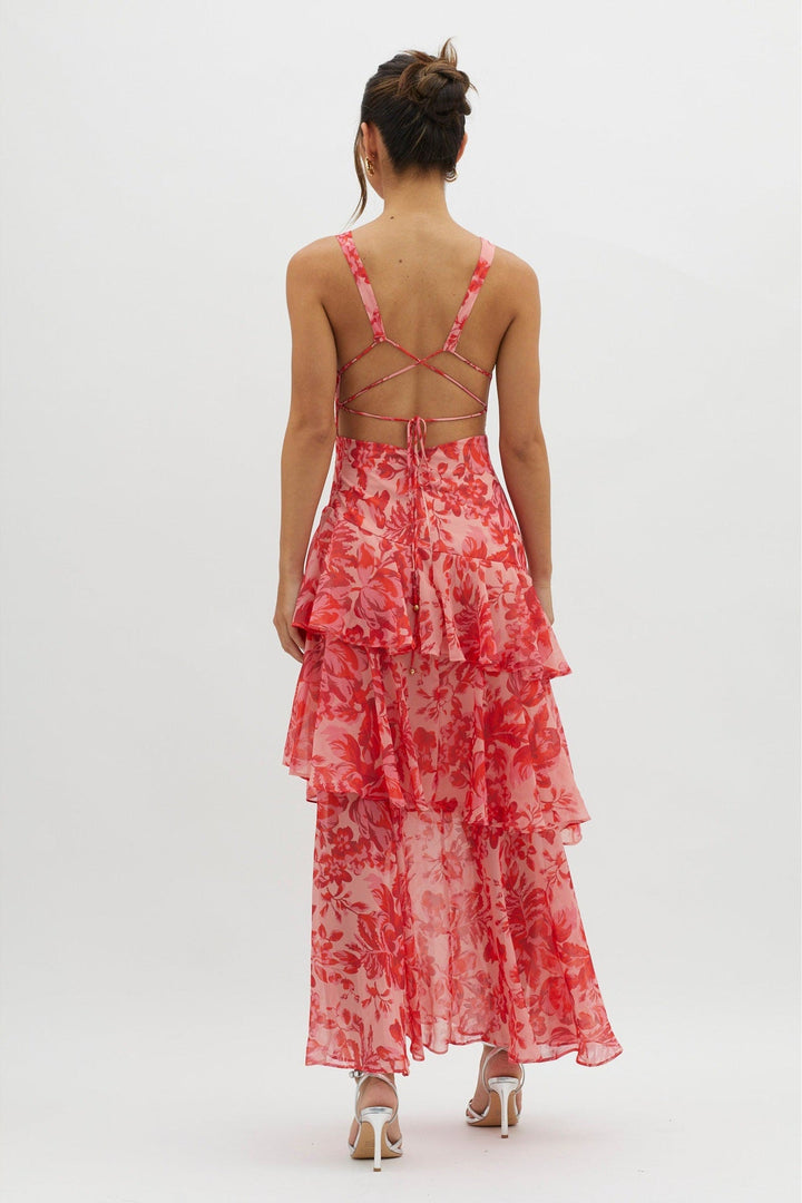 Fabia Strappy Back Ruffle Maxi Dress