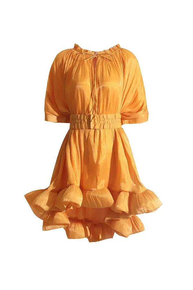 Dorothy Cape-effect Ruffle Mini Dress