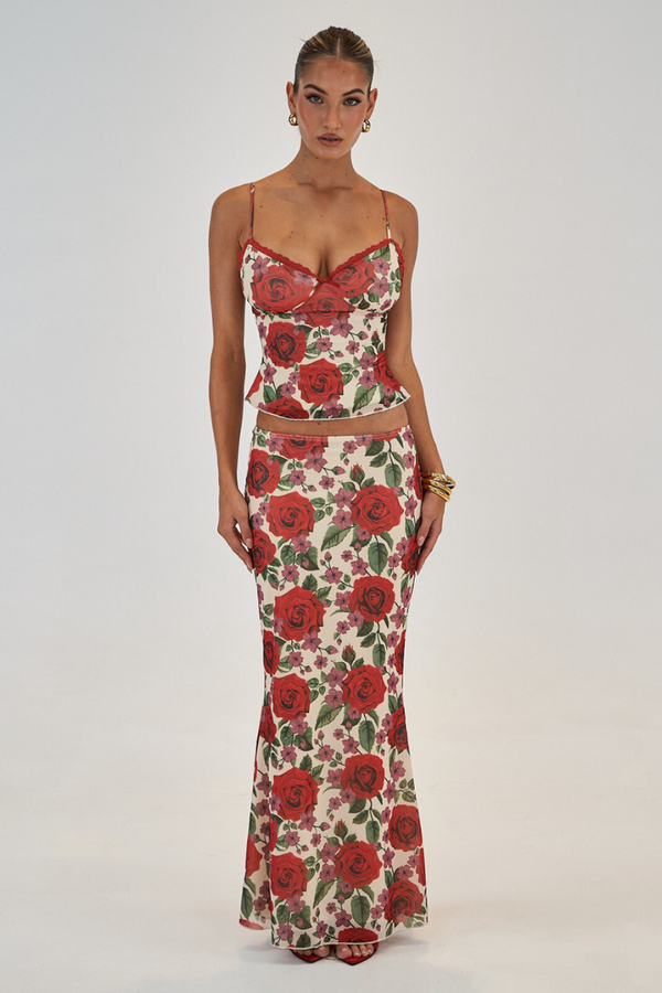 Daleyza Spaghetti Rose Skirt Set