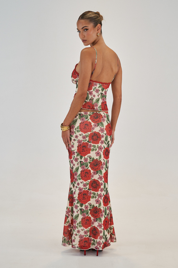 Daleyza Spaghetti Rose Skirt Set