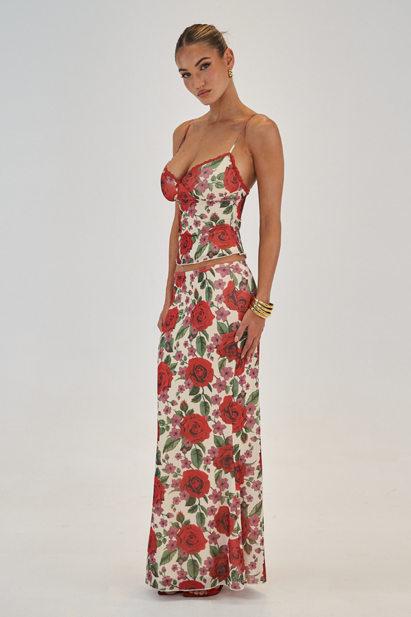 Daleyza Spaghetti Rose Skirt Set