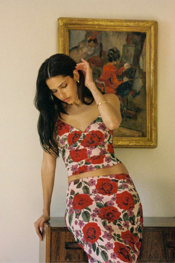 Daleyza Spaghetti Rose Skirt Set