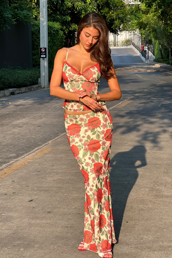 Daleyza Spaghetti Rose Skirt Set
