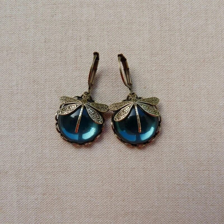 Antique Gold Blue Gemstone Earrings