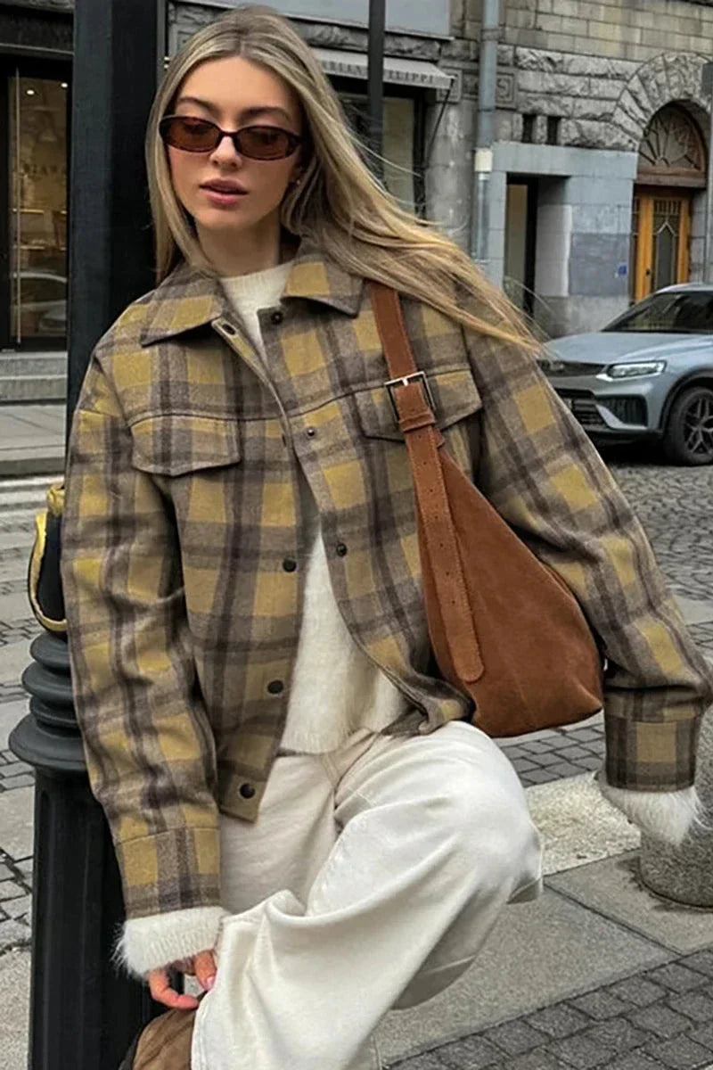 Anna - Classic Plaid Casual Lapel Jacket