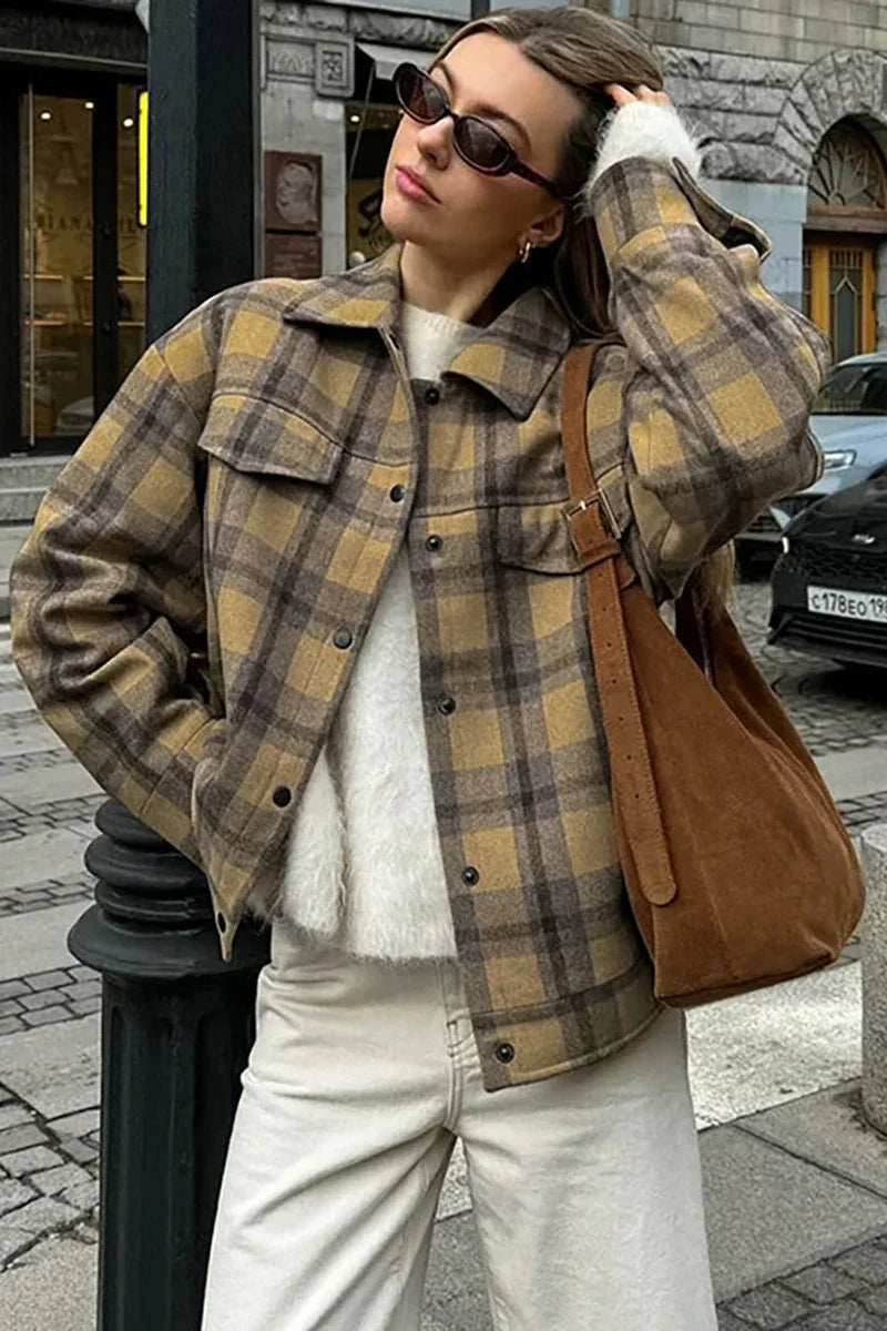 Anna - Classic Plaid Casual Lapel Jacket