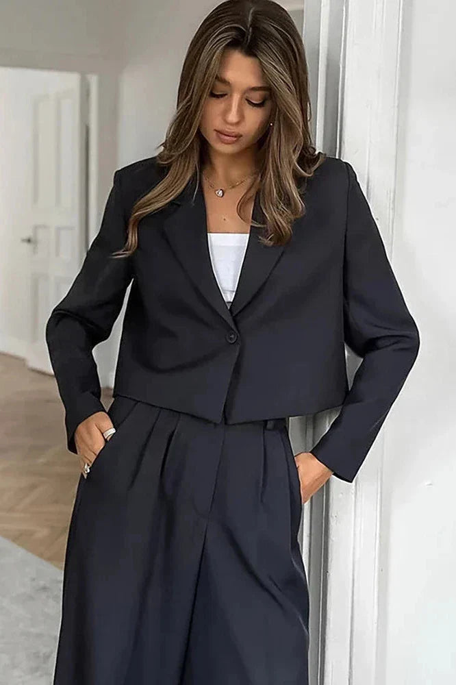 Emer Winter  Solid Office Pants Set