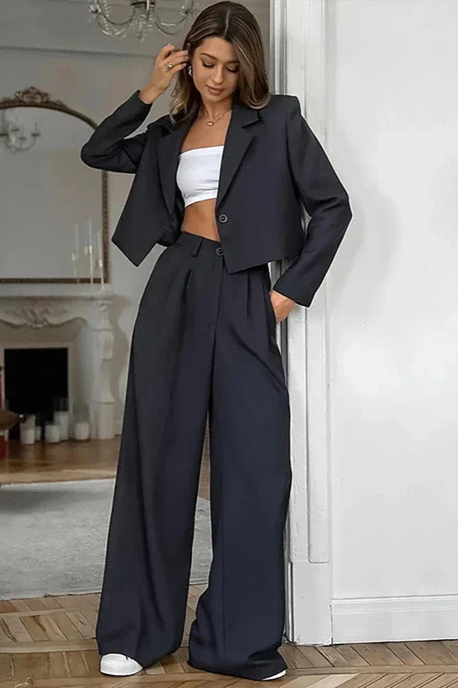 Emer Winter  Solid Office Pants Set