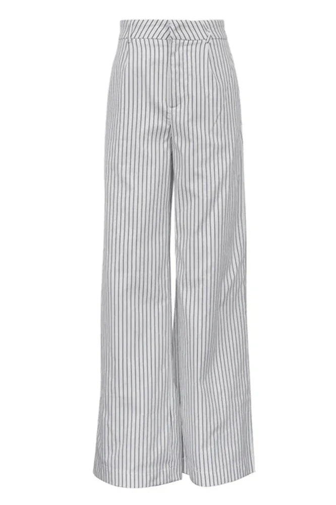Dov-Striped Pockets Wide Leg Pants Without Belt