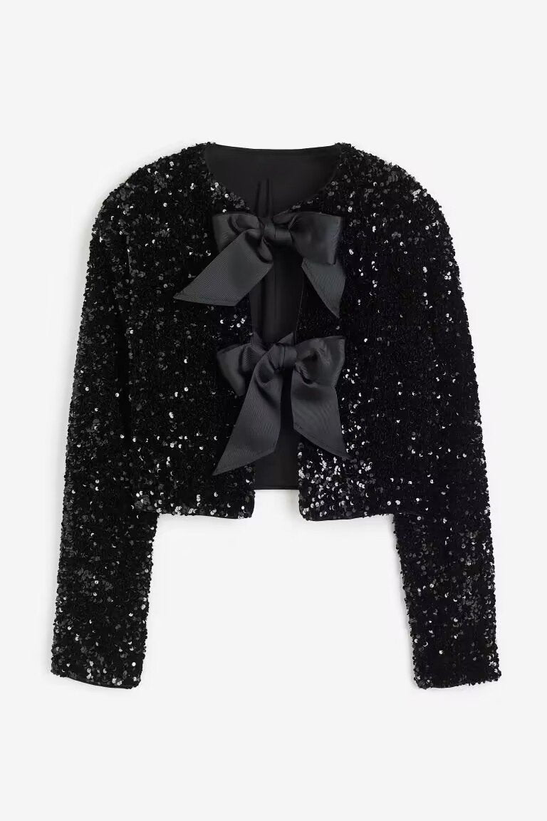 Cherry Bow-tie Sequins Coat