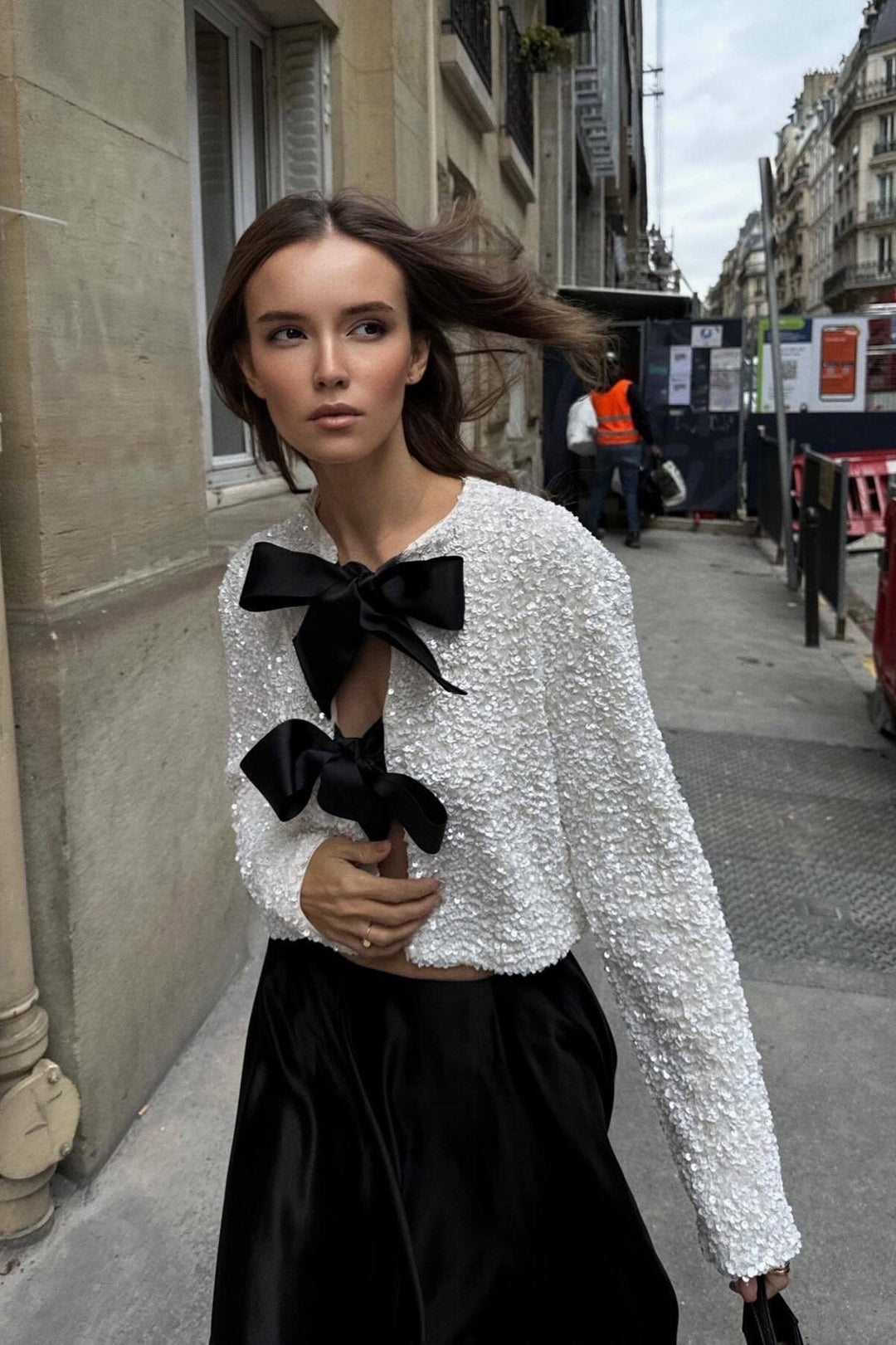Cherry Bow-tie Sequins Coat