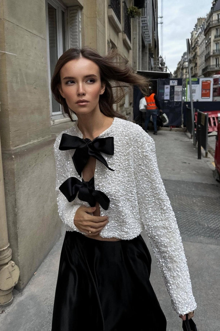 Cherry Bow-tie Sequins Coat