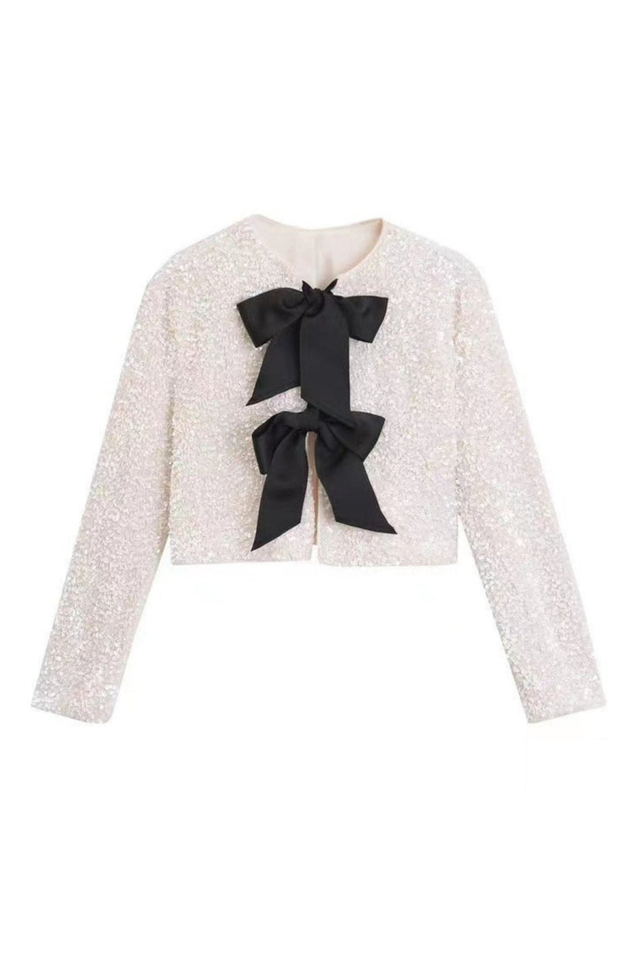 Cherry Bow-tie Sequins Coat