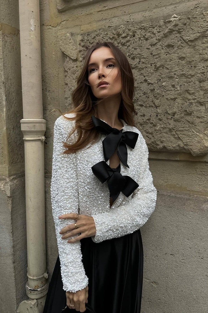 Cherry Bow-tie Sequins Coat