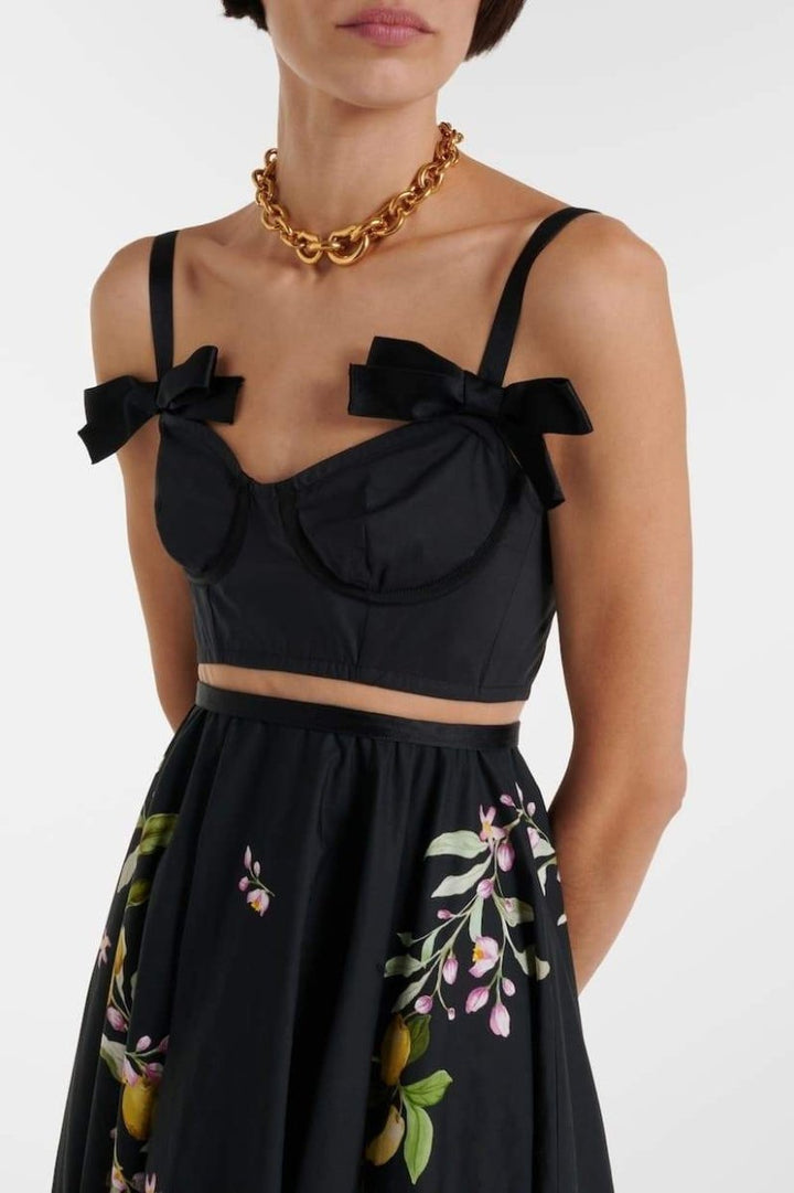 Esmeralda Floral Printed Bowknot Midi Dress