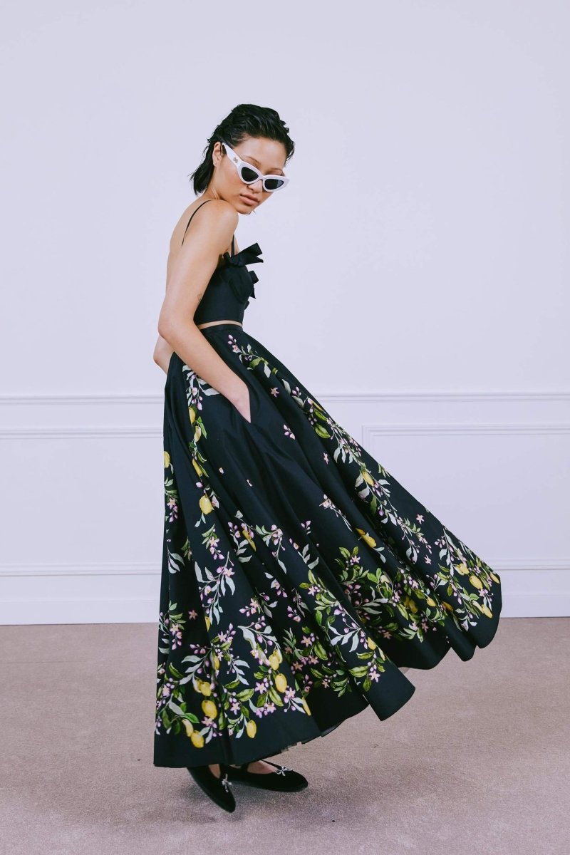 Esmeralda Floral Printed Bowknot Midi Dress