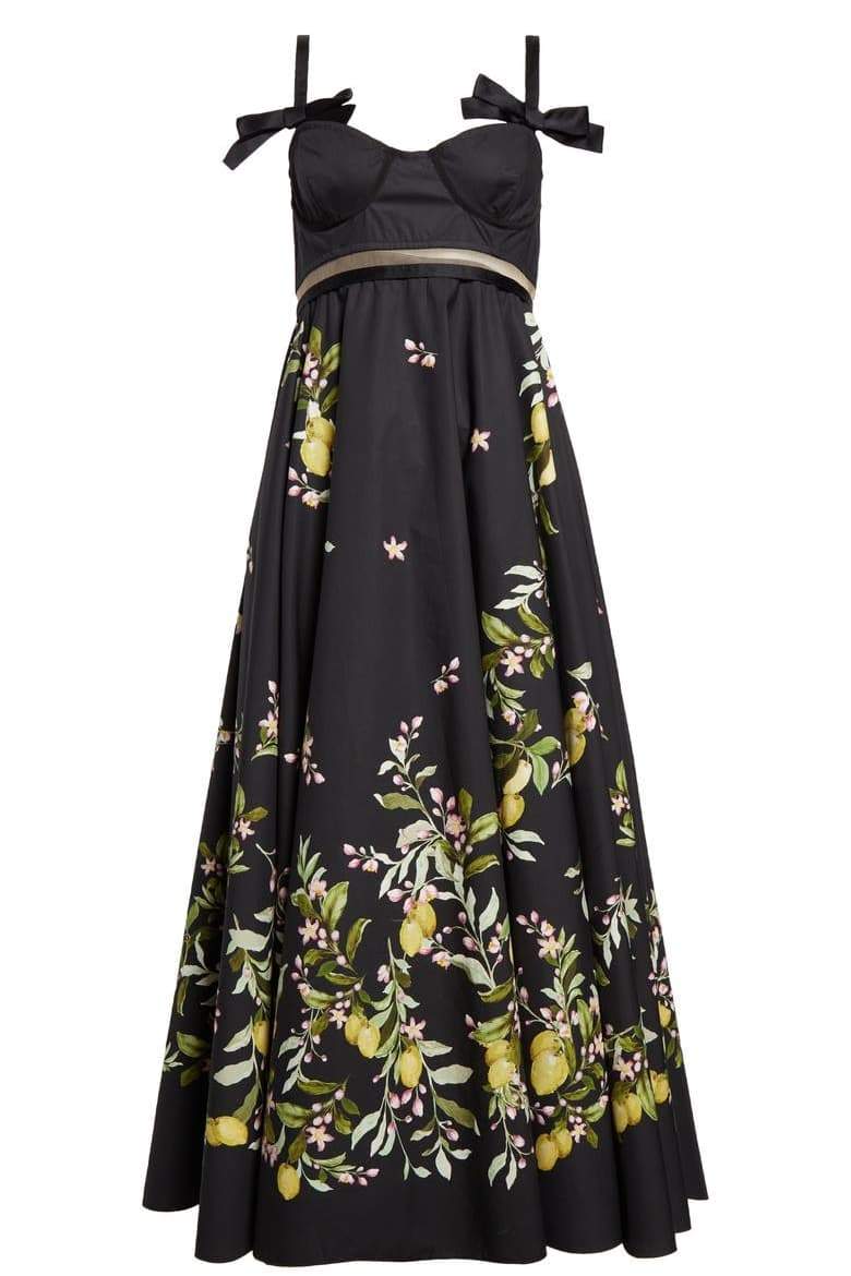 Esmeralda Floral Printed Bowknot Midi Dress