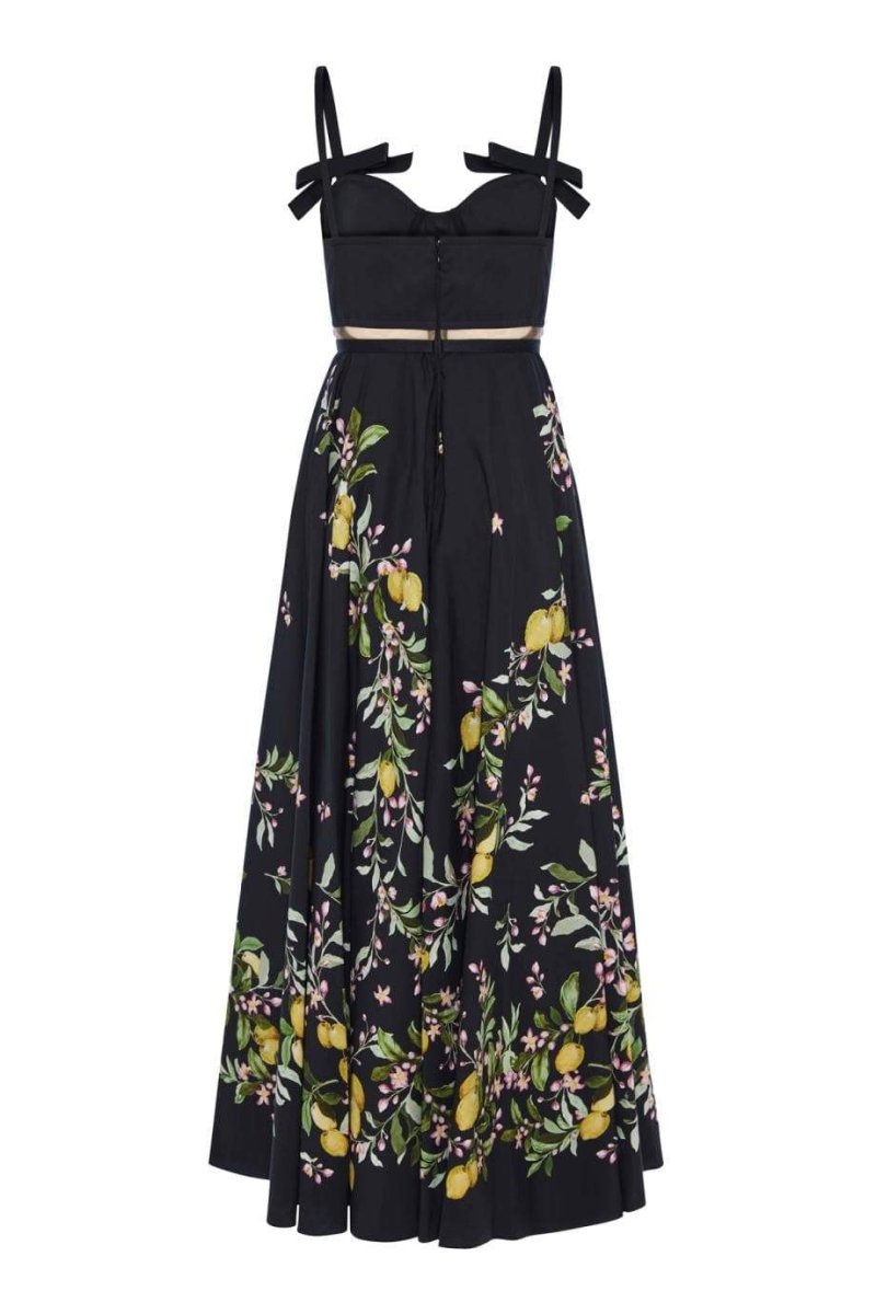 Esmeralda Floral Printed Bowknot Midi Dress