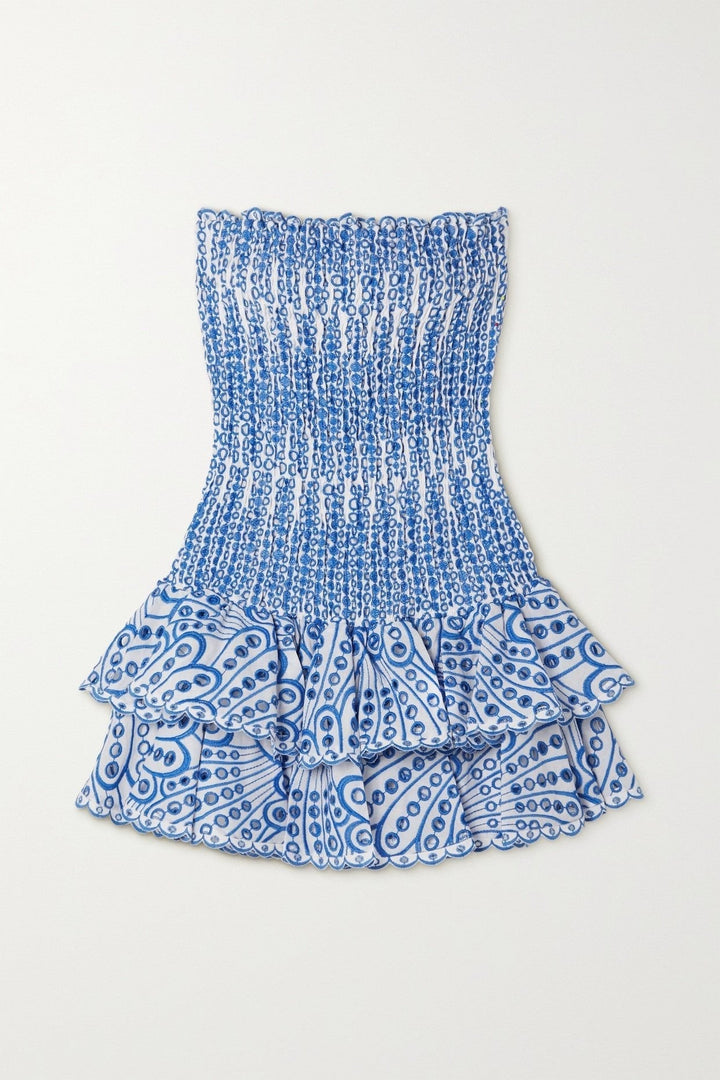 Gina  Embroidered Lace Strapless Mini Bodycon Dress