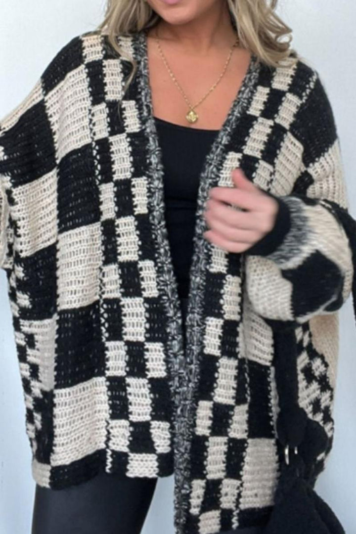 Letecia Plaid Open Front Long Sleeve Cardigan