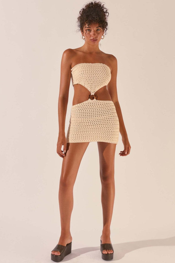 Hana Strapless Cut-out Crochet Mini Dress