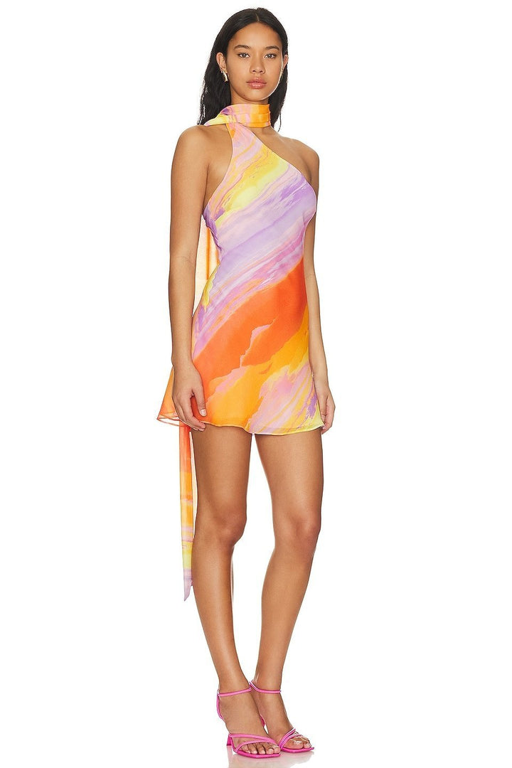Evie One Shoulder Lace-up Mini Dress