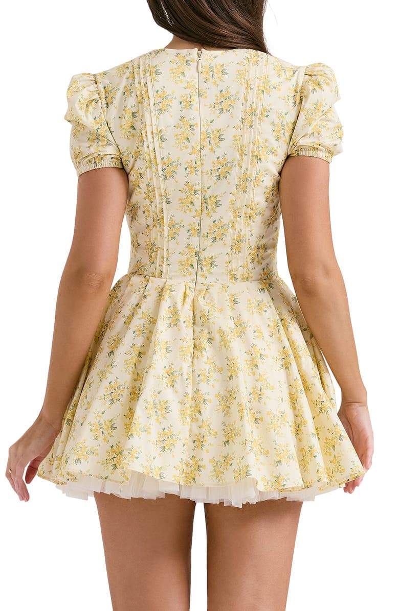 Ivory Floral V-neck Corset Mini Dress