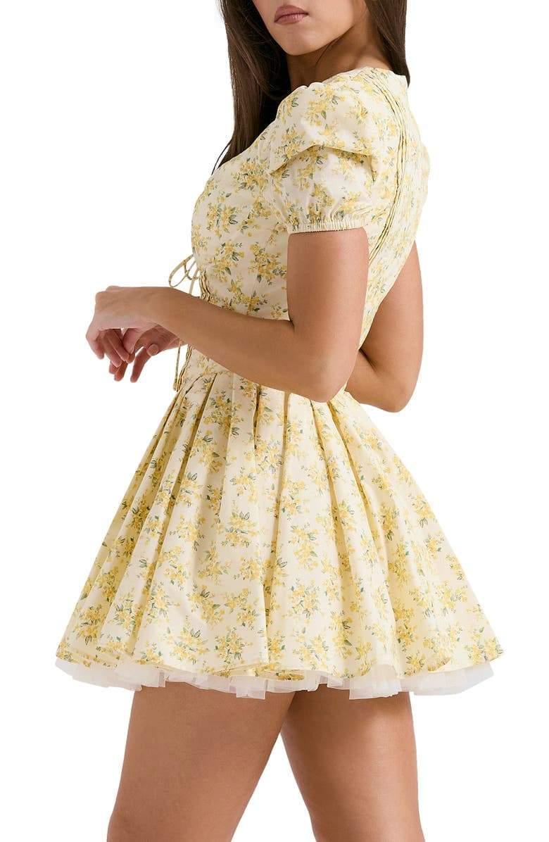Ivory Floral V-neck Corset Mini Dress