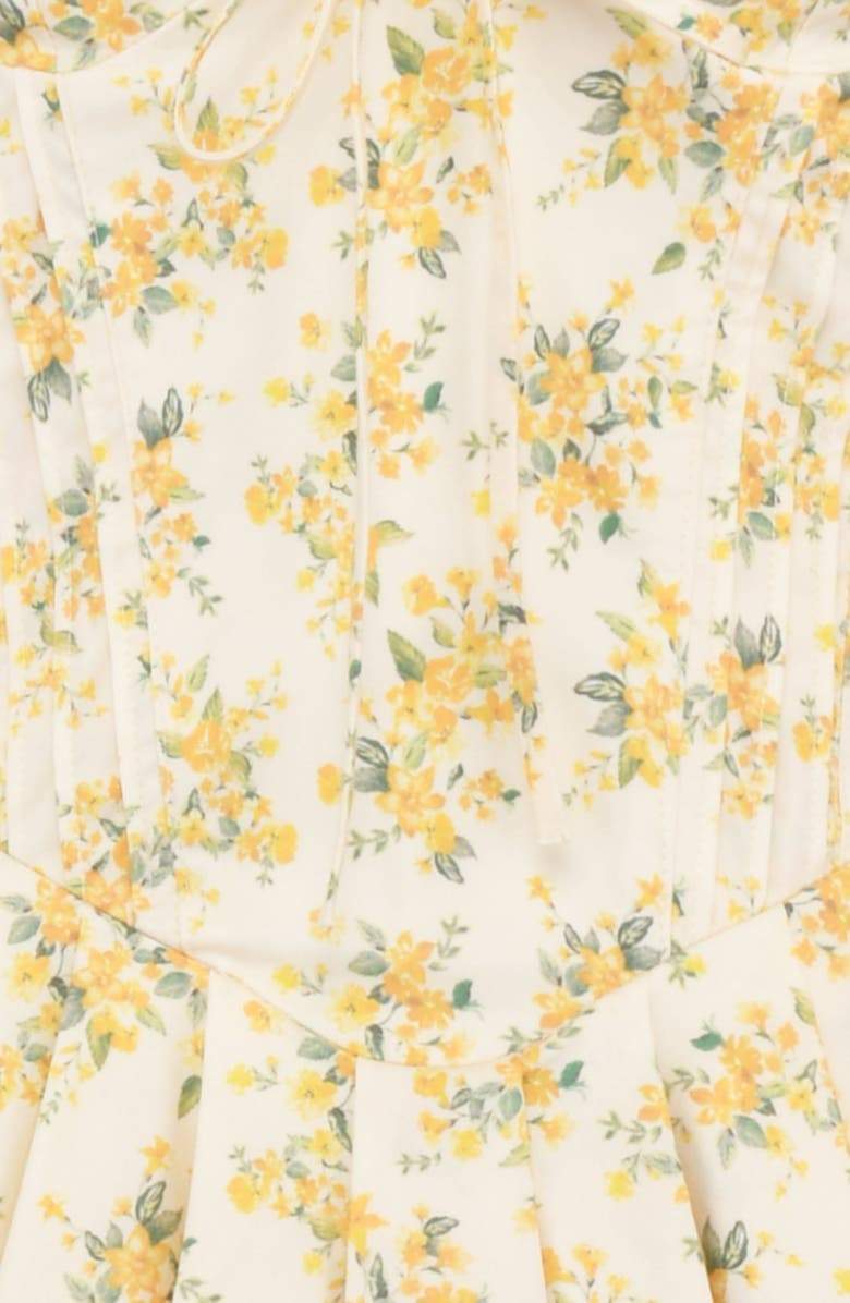Ivory Floral V-neck Corset Mini Dress