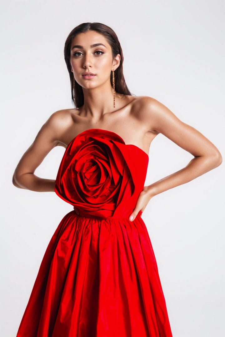 Freda Flower Strapless Maxi Dress