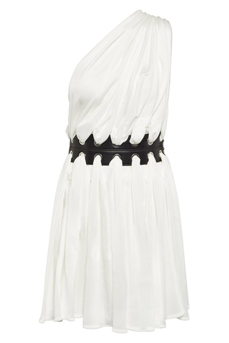 Gail Belted One Shoulder Mini Dress