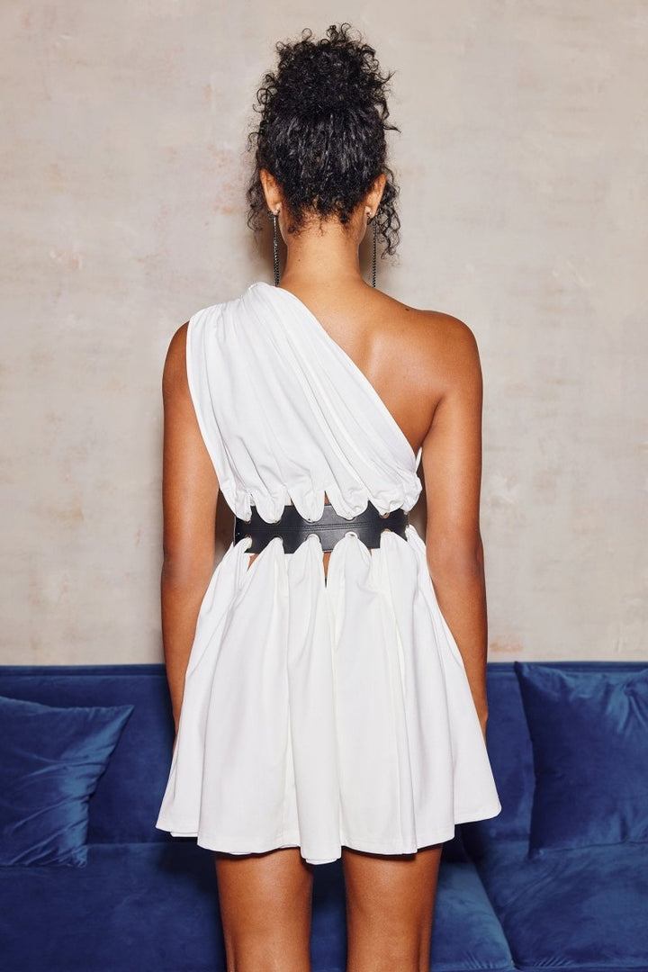 Gail Belted One Shoulder Mini Dress