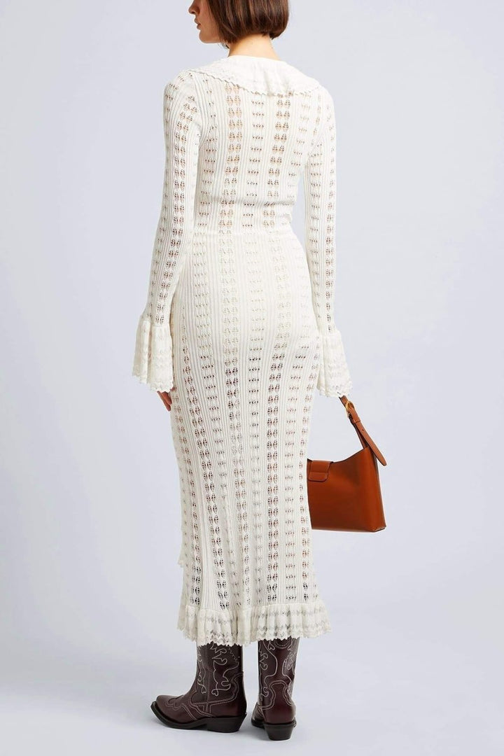 Etta Ruffled Crochet Midi Dress