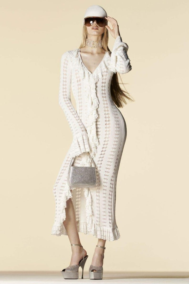 Etta Ruffled Crochet Midi Dress